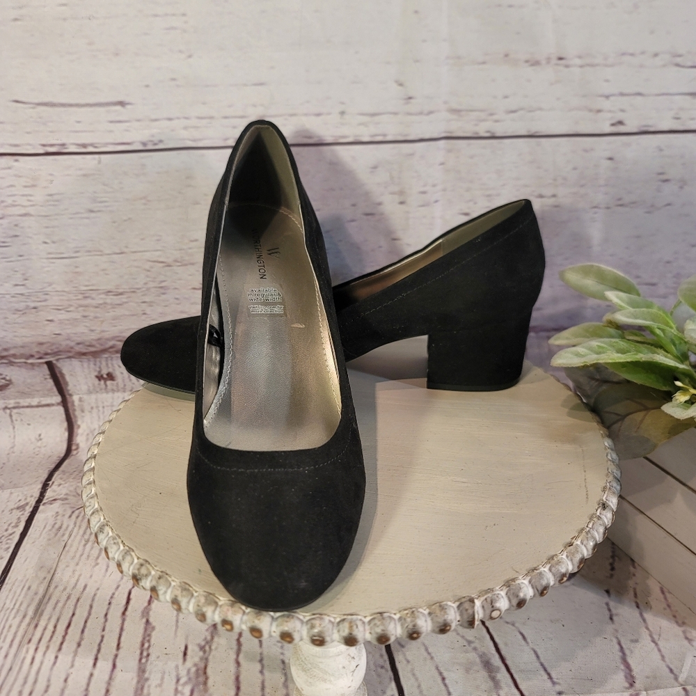 NWOT Worthinton LANA Black Women's Block Heel Pump Shoes Size 8.5